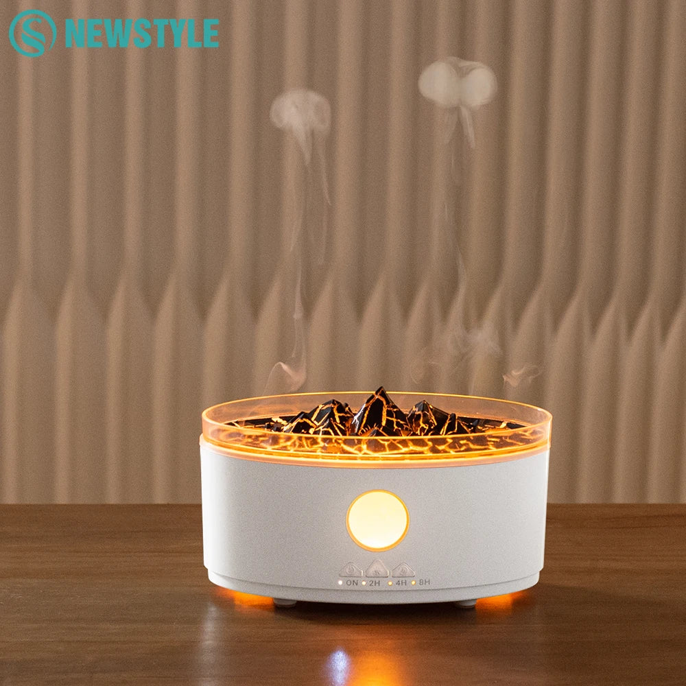 Jellyfish Spray Ultrasonic Humidifier Volcano Essential Oils Aroma Diffuser 300ml Water Tank RGB Lamp Colorful Flame Humidifier